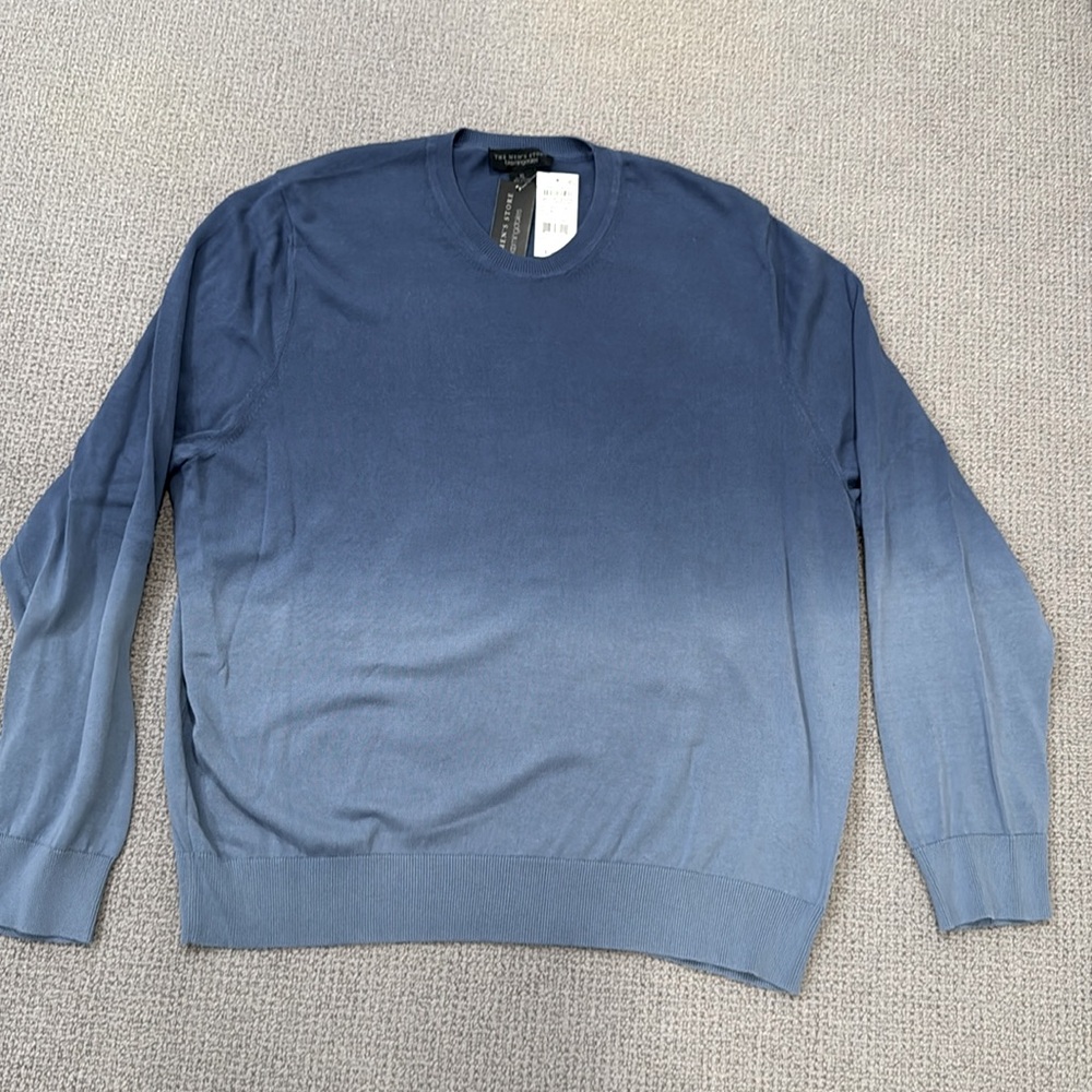 BLOOMINGDALES men's ombré garment dyed sweater blue NWT